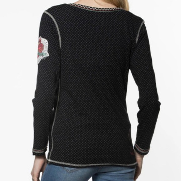 Double D Ranch Black Long Sleeve Día del Gigante Design Embroidery Top Cotton - Picture 2 of 16